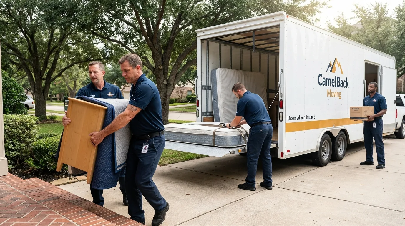 Crew loading residential truck for cross-state move from Linden, NJ